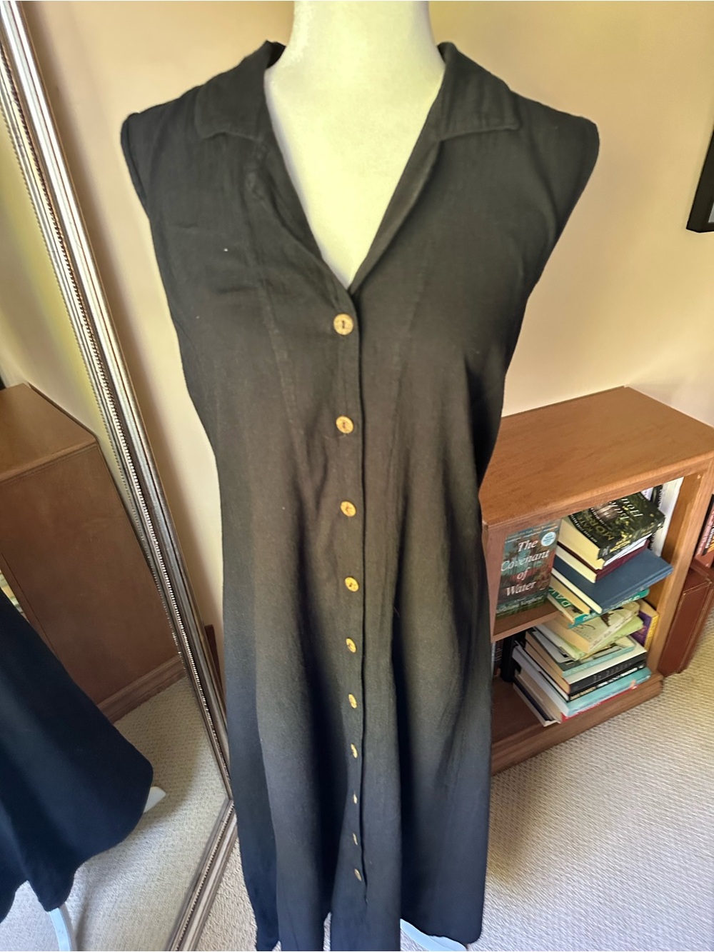 El Huarache Vintage Cotton Maxi Dress XL Black Sleeveless Tie Back Granolacore